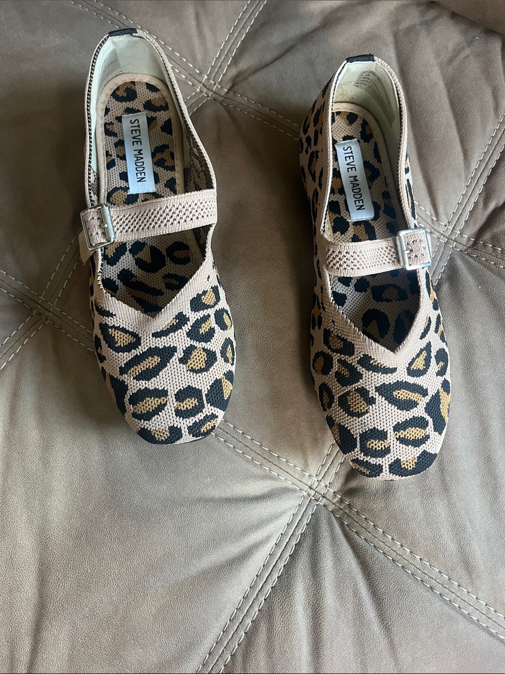 Steve Madden Richmond Leopard Print Knit Mary Jane Flats